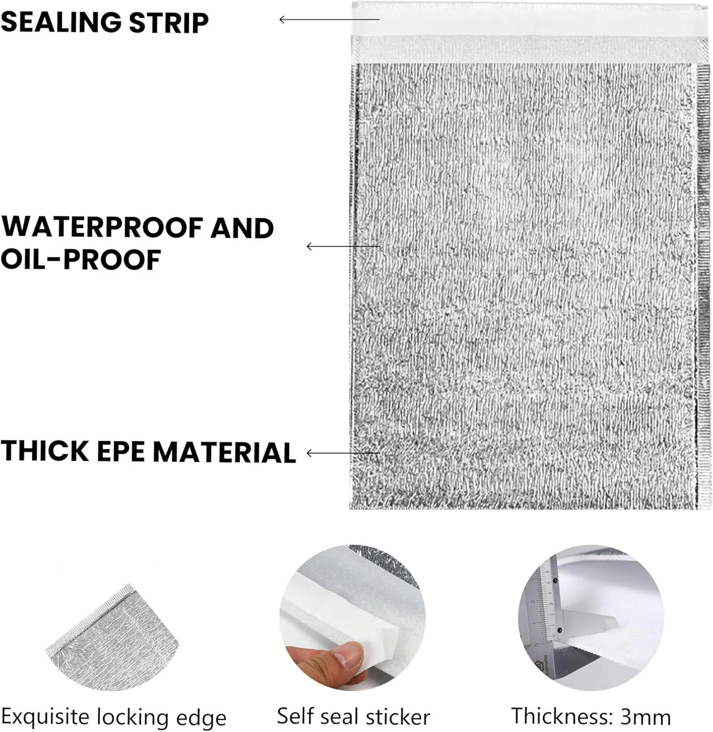Smilco Reusable Insulation Bags Thermal Box Liners Metalized Box Liners Lunch Food Shopping Bag Insulated Lining Waterproof Insulation Package (20 Pack/ 11 In x 15 In)