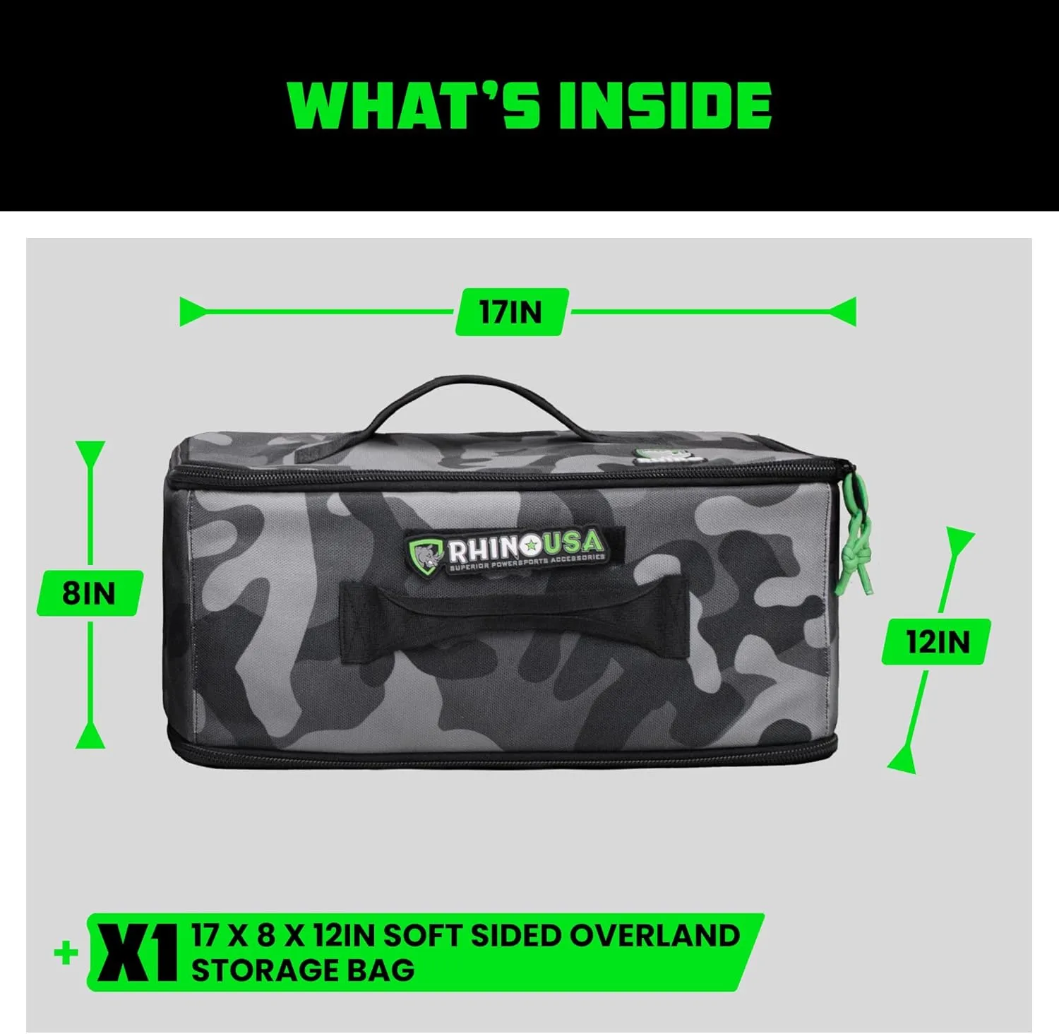 Soft-Sided Overland Storage Bag – Tactical Gear Tote for Camping Essentials, SUV Trunk Organizer, Bushcraft Gear, Camper Organization, Travel Bag with Dividers & Customizable Patch Panel (L, Camo)