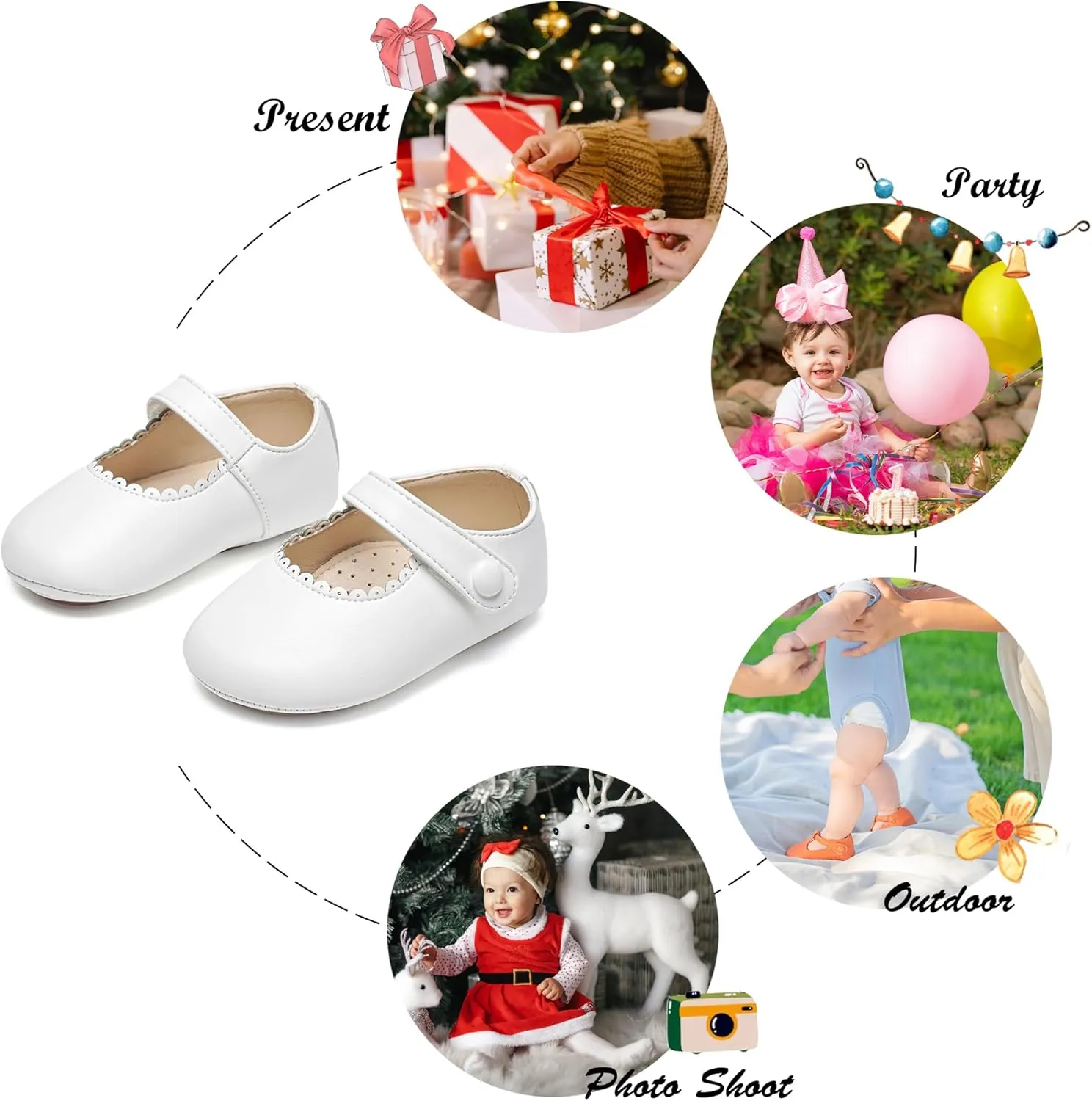 Soft Sole Baby Dress Shoes - Infant Baby Walking Shoes Moccasinss Rubber Sole Crib Shoes.