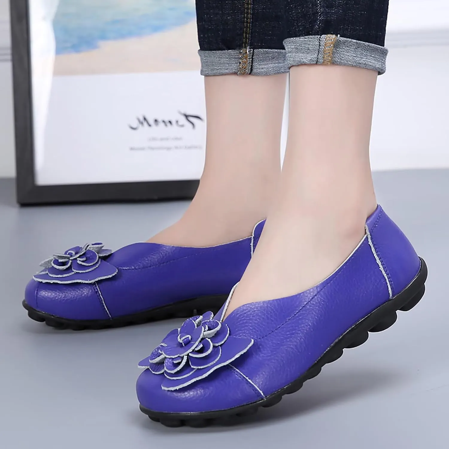 Solaud Women's Comfortable Loafers Soft Slip on Casual Round Toe Moccasins Driving Flats Work Walking Shoes