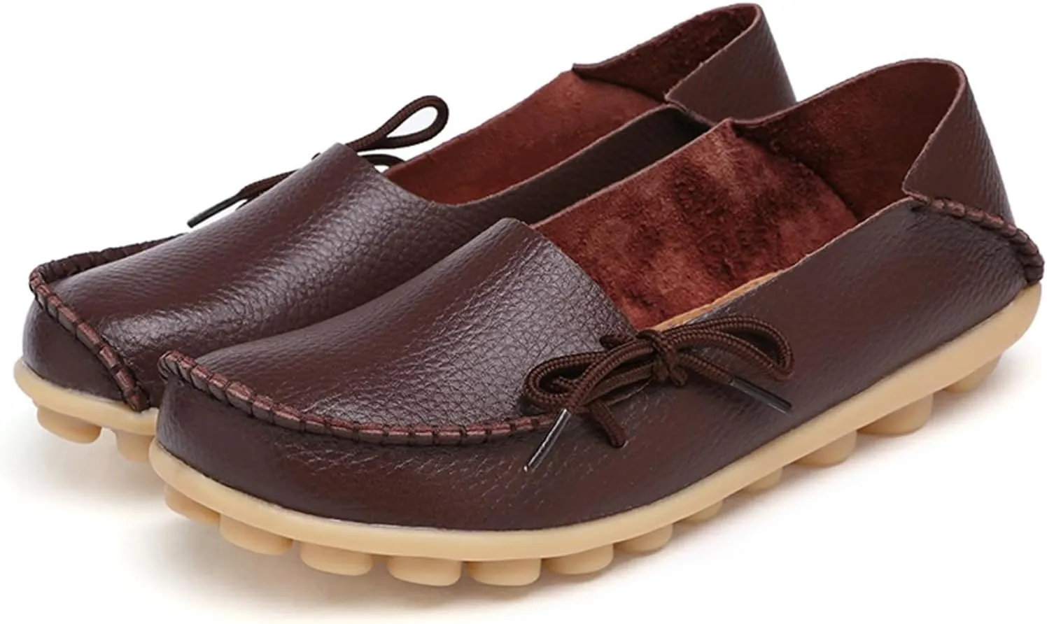 Solaud Women's Driving Moccasins Loafers Casual Round Toe Soft Comfortable Leather Loafers Breathable Slip On Walking Shoes