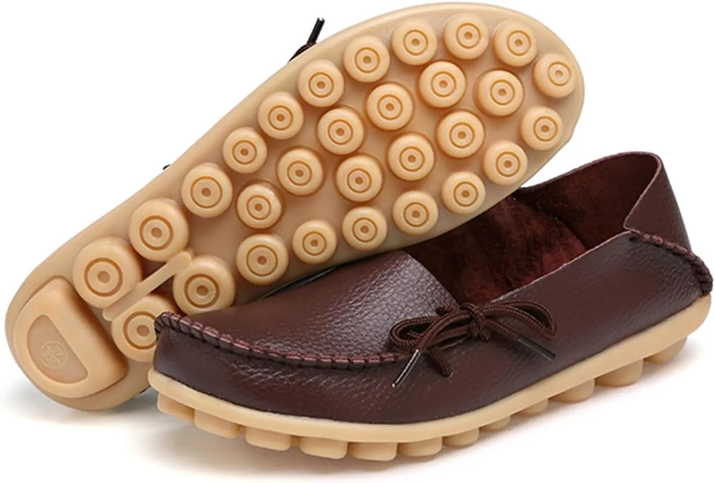 Solaud Women's Driving Moccasins Loafers Casual Round Toe Soft Comfortable Leather Loafers Breathable Slip On Walking Shoes