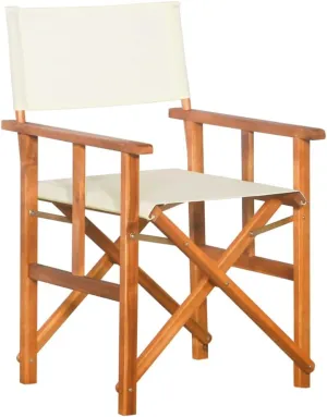 Solid Acacia Wood Folding Director's Chair with Polyester Seat - Outdoor, Patio, Camping, Beach Lounge Chair Brown and Cream Foldable Design for Comfortable Relaxation