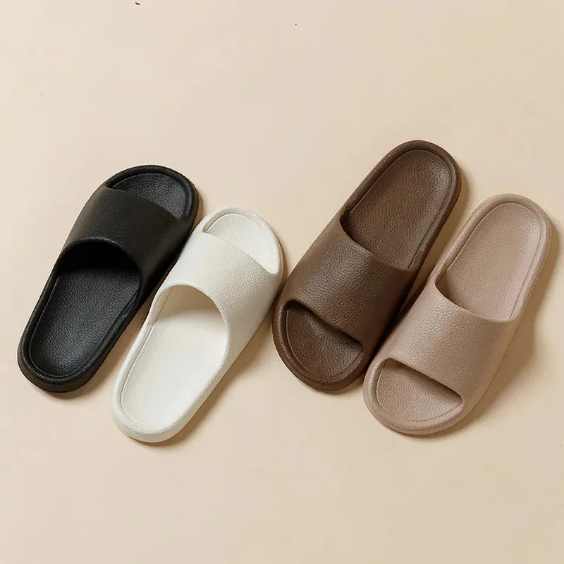 Solid Flat Lightweight Indoor Bathroom Slippers