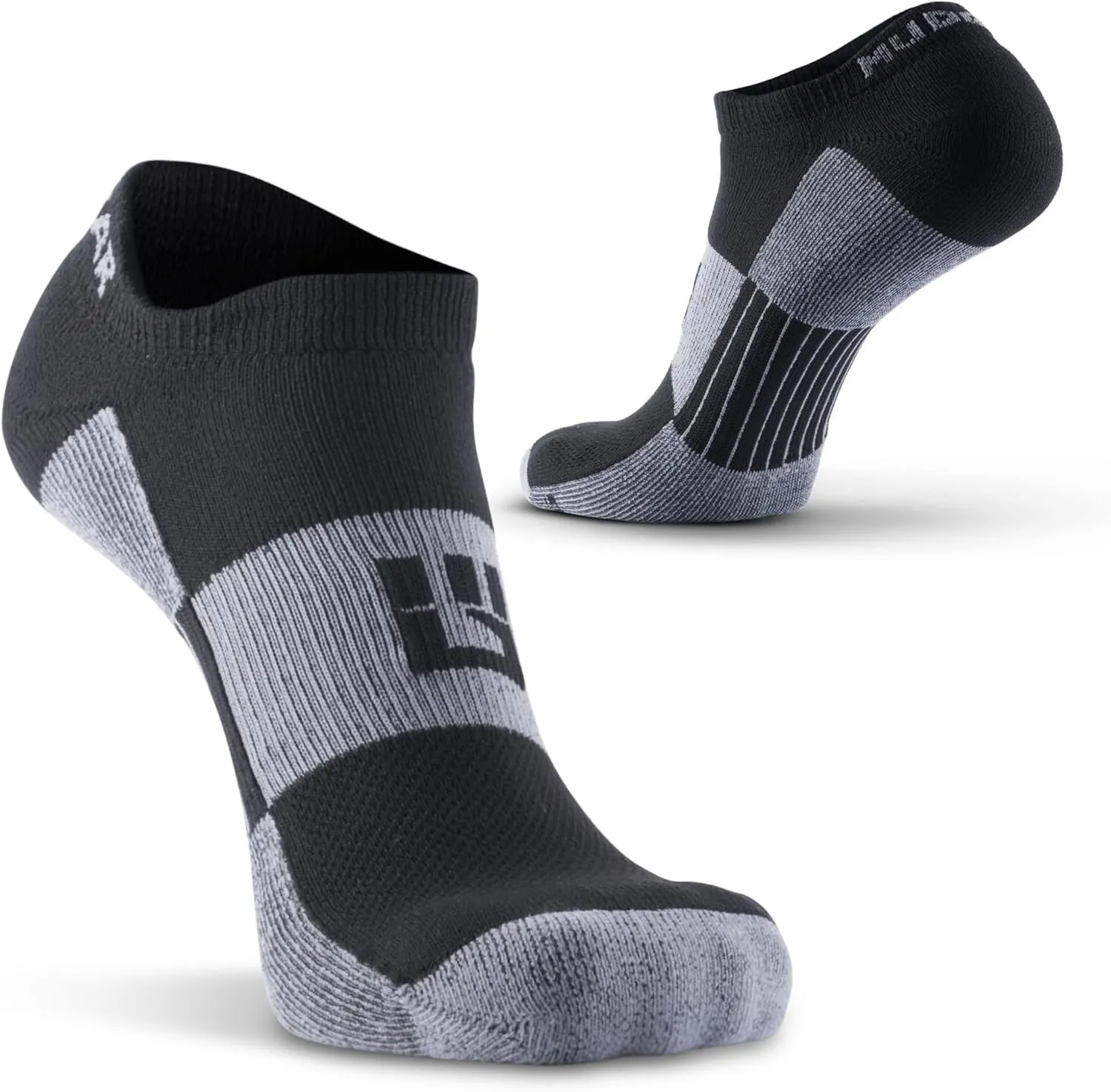 Spartan Race No-Show Running Socks, Cushioned, Non-Slip, Breathable Compression Athletic Ankle Socks, 2-Pack