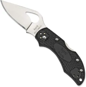 Spyderco Byrd Robin 2 Lightweight Knife Handle with 2.40" Stainless Steel Blade and Black Non-Slip FRN Handle - PlainEdge - BY10PBK2