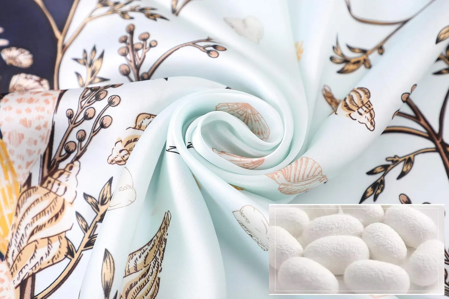Square 100% Silk Scarves - 21" x 21" - Digital Printed Neckerchief Lightweight Scarf（4 Colors Available）
