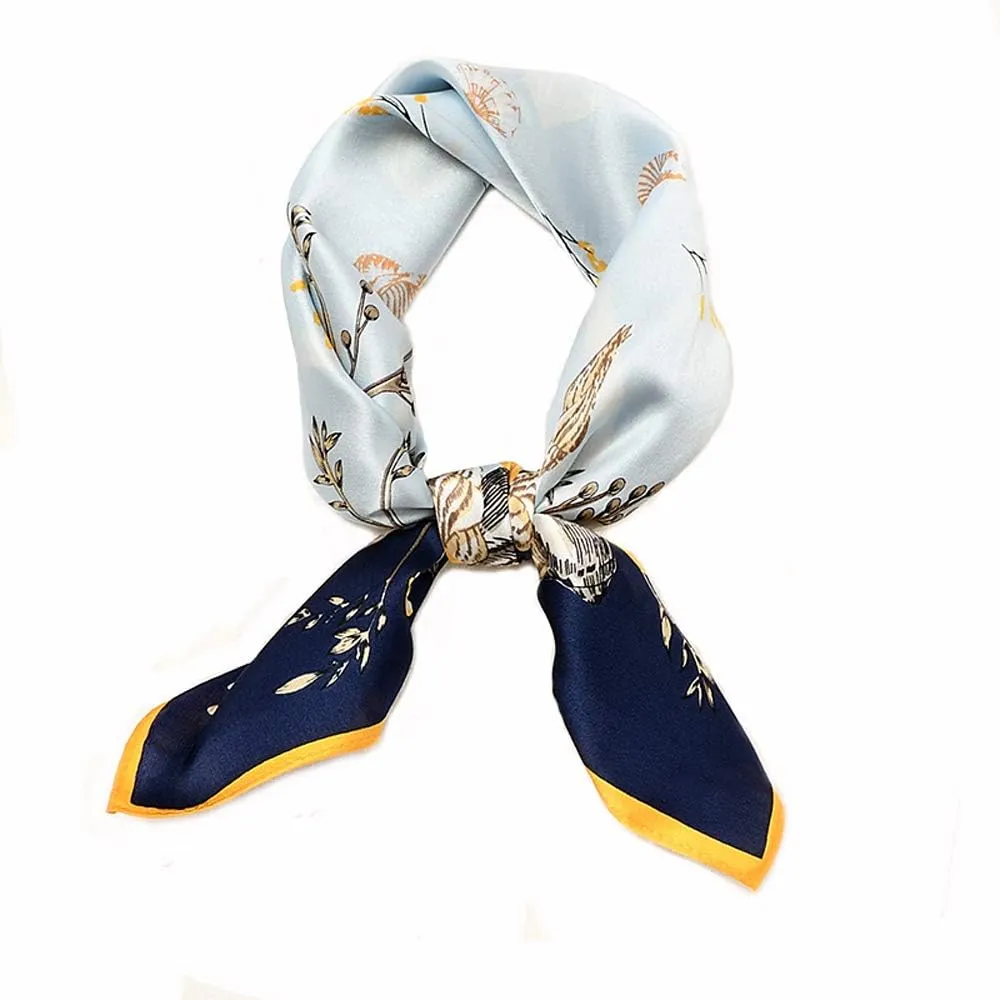 Square 100% Silk Scarves - 21" x 21" - Digital Printed Neckerchief Lightweight Scarf（4 Colors Available）