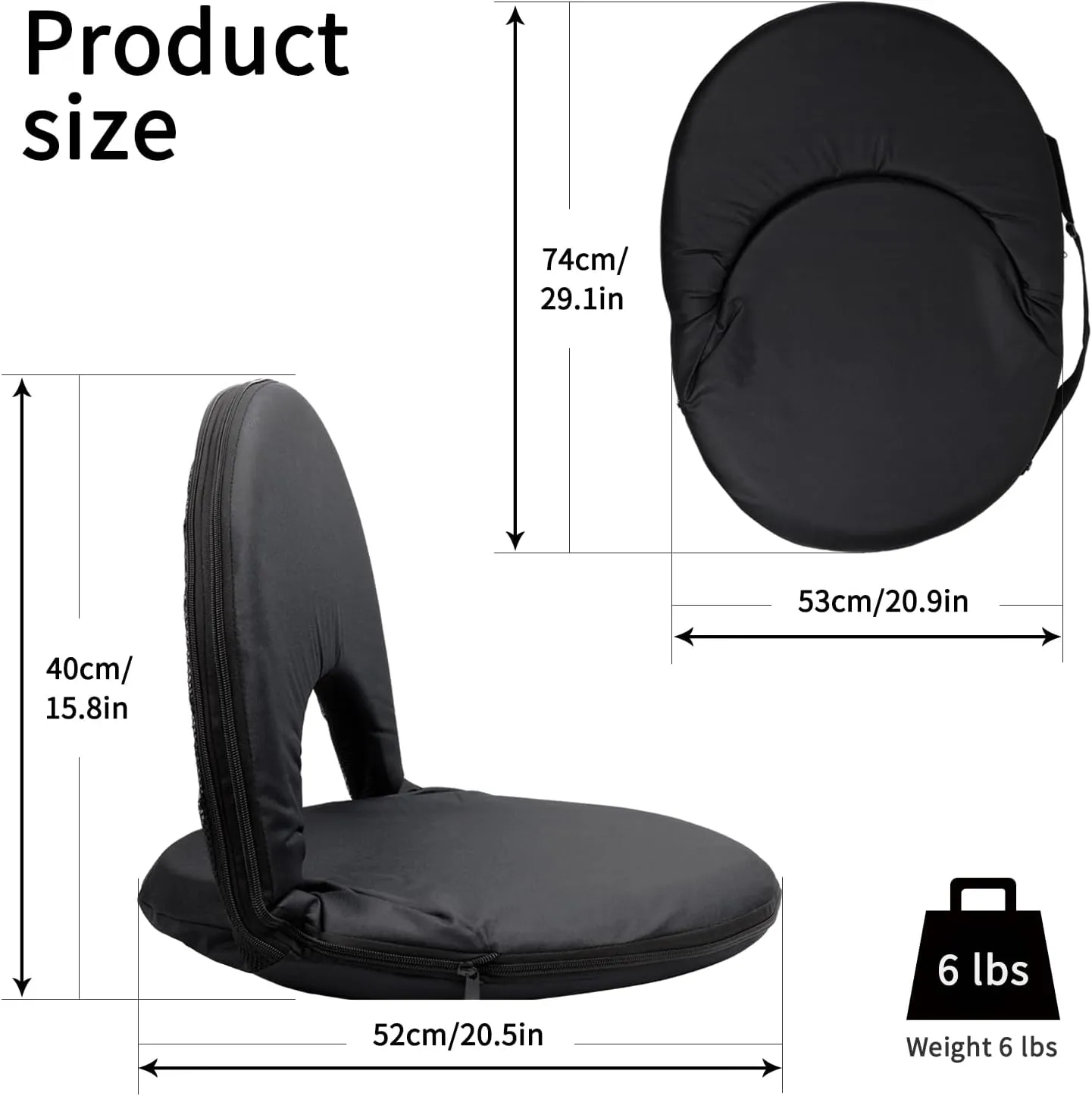 Stadium seats with back support, Stadium seat cushion,Bleacher seat, Folding floor chair with back support, Foldable extra thick comfort cushions, Reclining back support,shoulder straps & storage bag