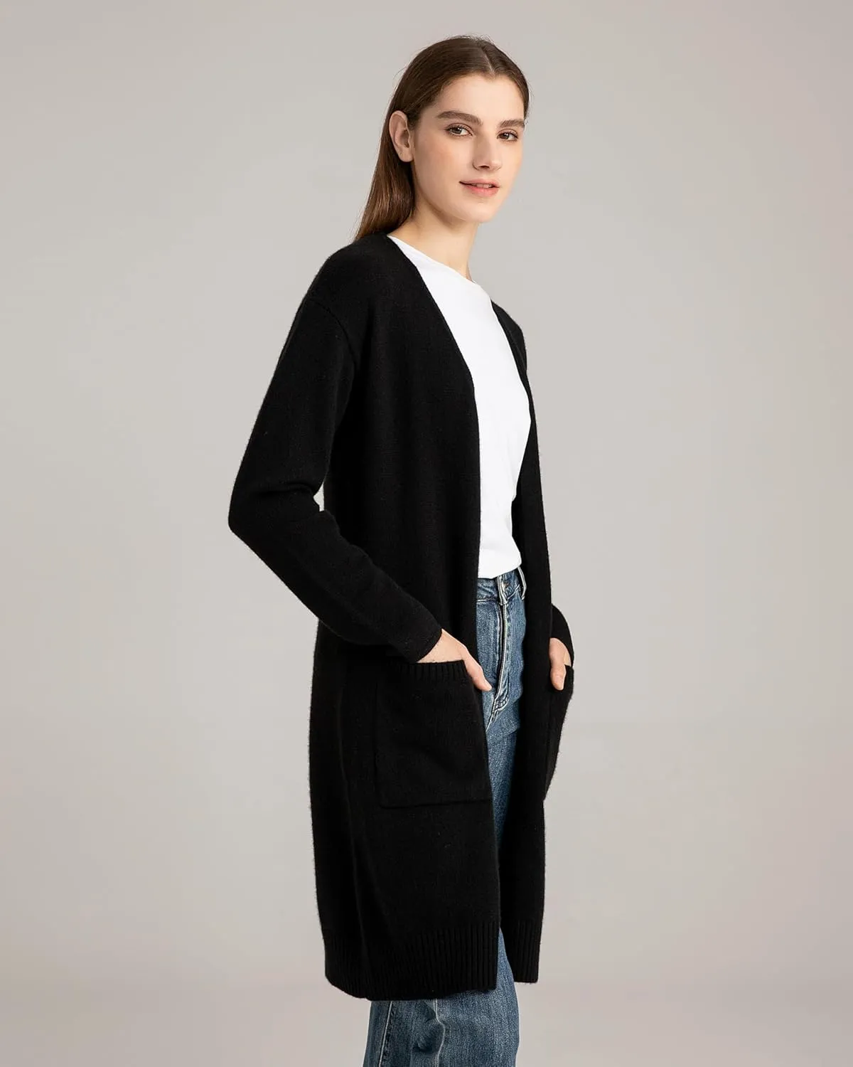 State Cashmere Long Sweater Cardigan Women 100% Pure Cashmere Cardigan with Pockets Cashmere Cardigans for Women