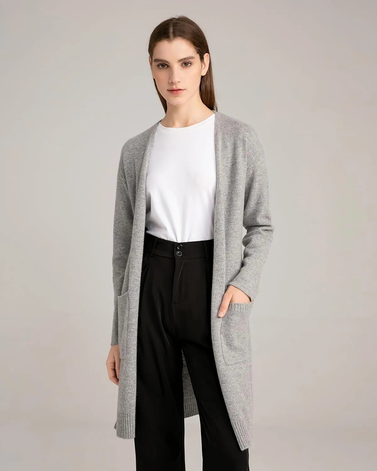 State Cashmere Long Sweater Cardigan Women 100% Pure Cashmere Cardigan with Pockets Cashmere Cardigans for Women