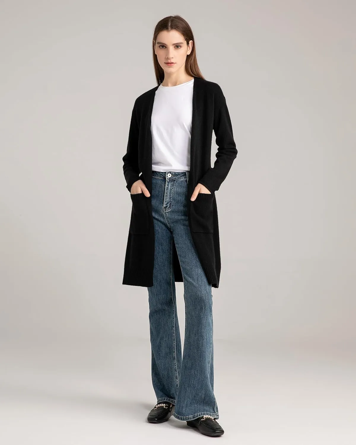 State Cashmere Long Sweater Cardigan Women 100% Pure Cashmere Cardigan with Pockets Cashmere Cardigans for Women