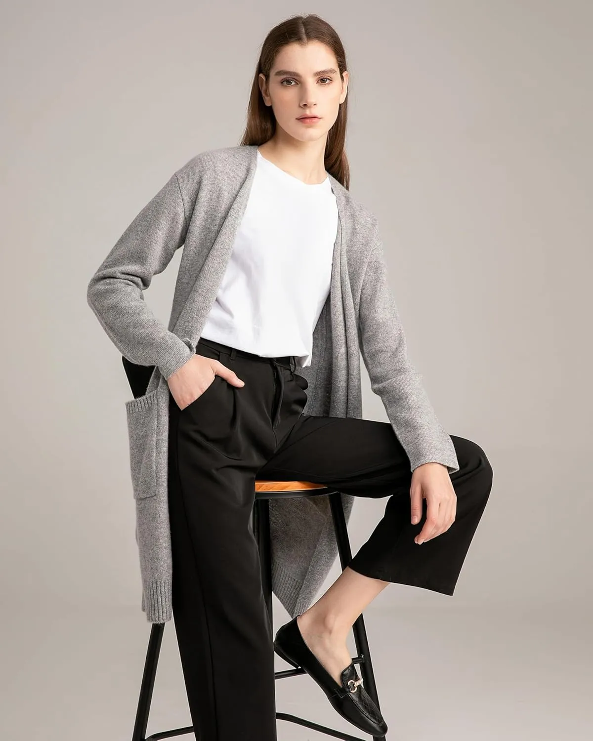State Cashmere Long Sweater Cardigan Women 100% Pure Cashmere Cardigan with Pockets Cashmere Cardigans for Women