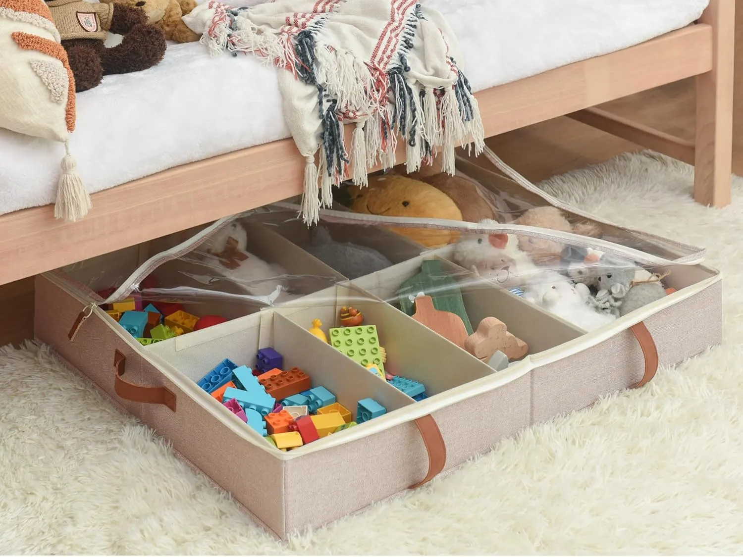 StorageWorks Under Bed Shoe Storage Organizer, Underbed Shoes Container with Adjustable Dividers, Shoe Storage Basket with Cover, Brown, 2-Pack, Space-Saving Shoe Box Fits up to 24 Pairs