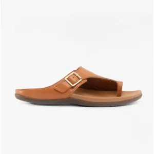 Strive JAVA Womens Leather Toe Post Sandals Tan