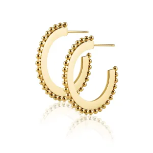 Studded Gold Hoop Earrings - Hypoallergenic, 1 Inch Diameter