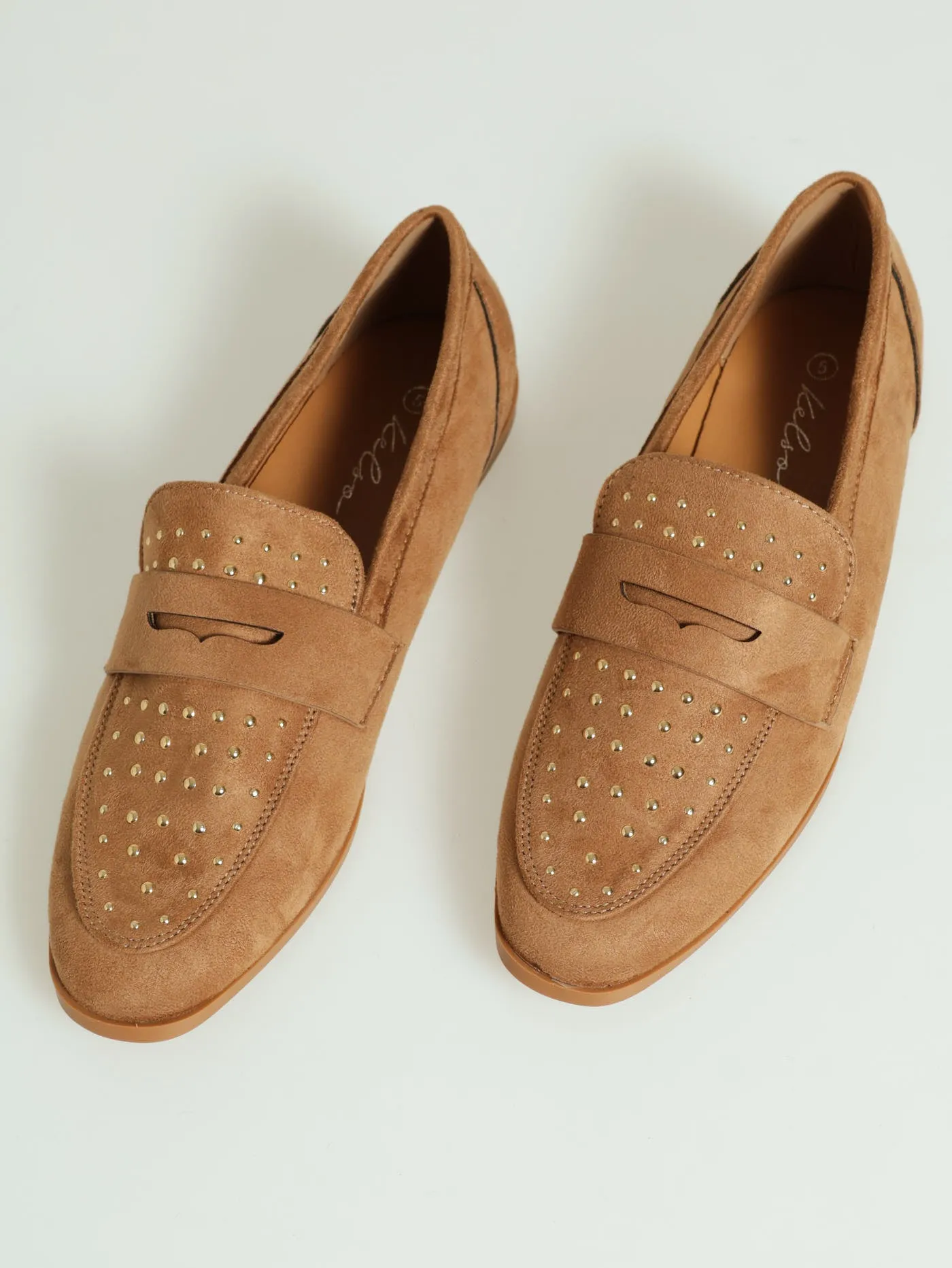 Studded Penny Loafer - Natural