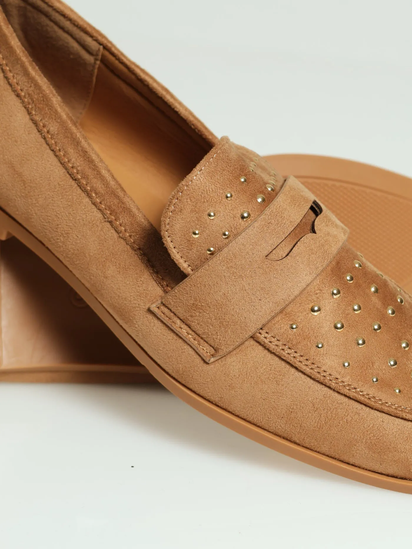 Studded Penny Loafer - Natural