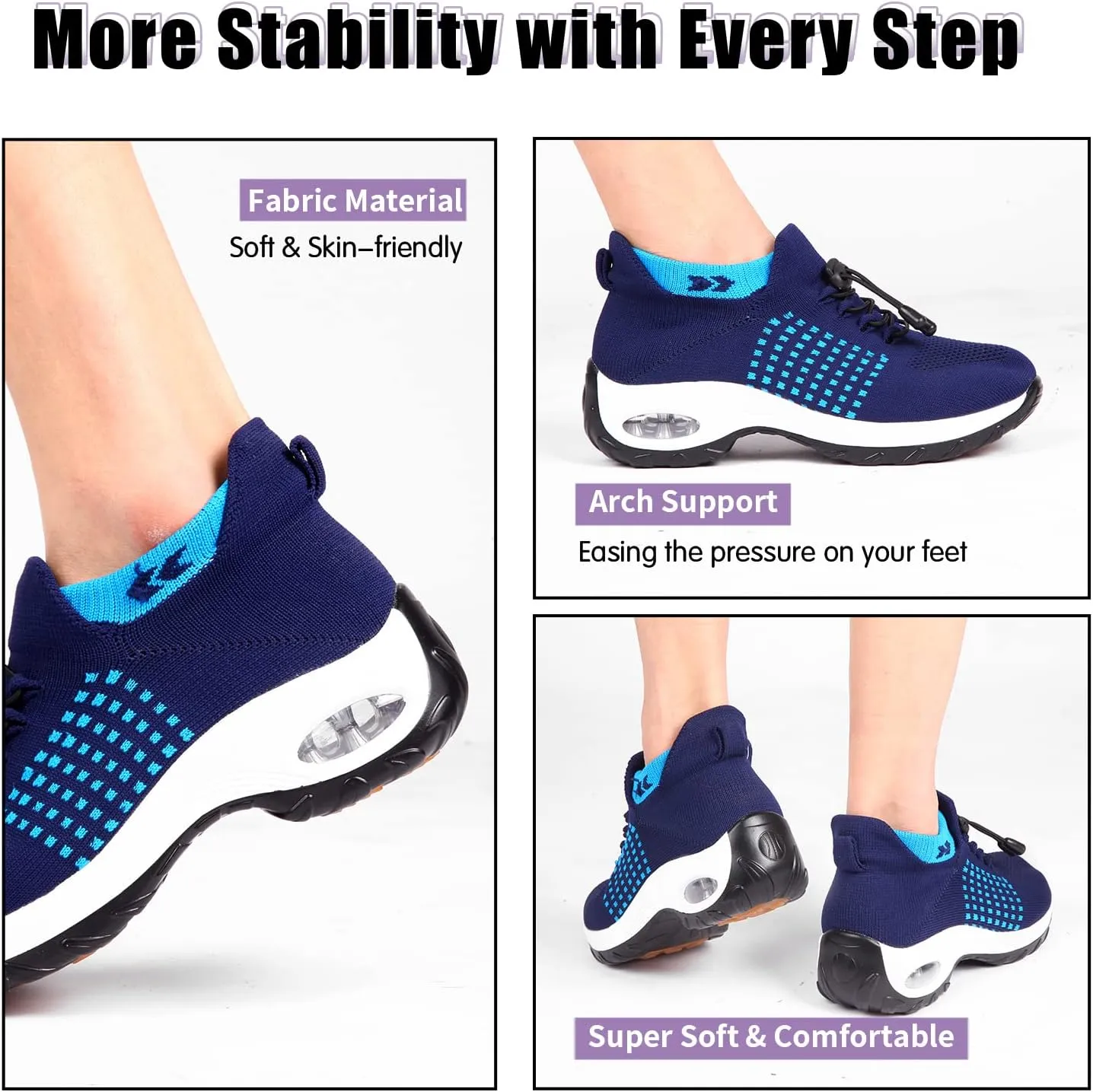 STUNAHOME Orthopedic Sneakers Breathable Women Walking Shoes Slip on Trainers Women's Comfortable Casual Ladies Athletic Shoe Thick Bottom