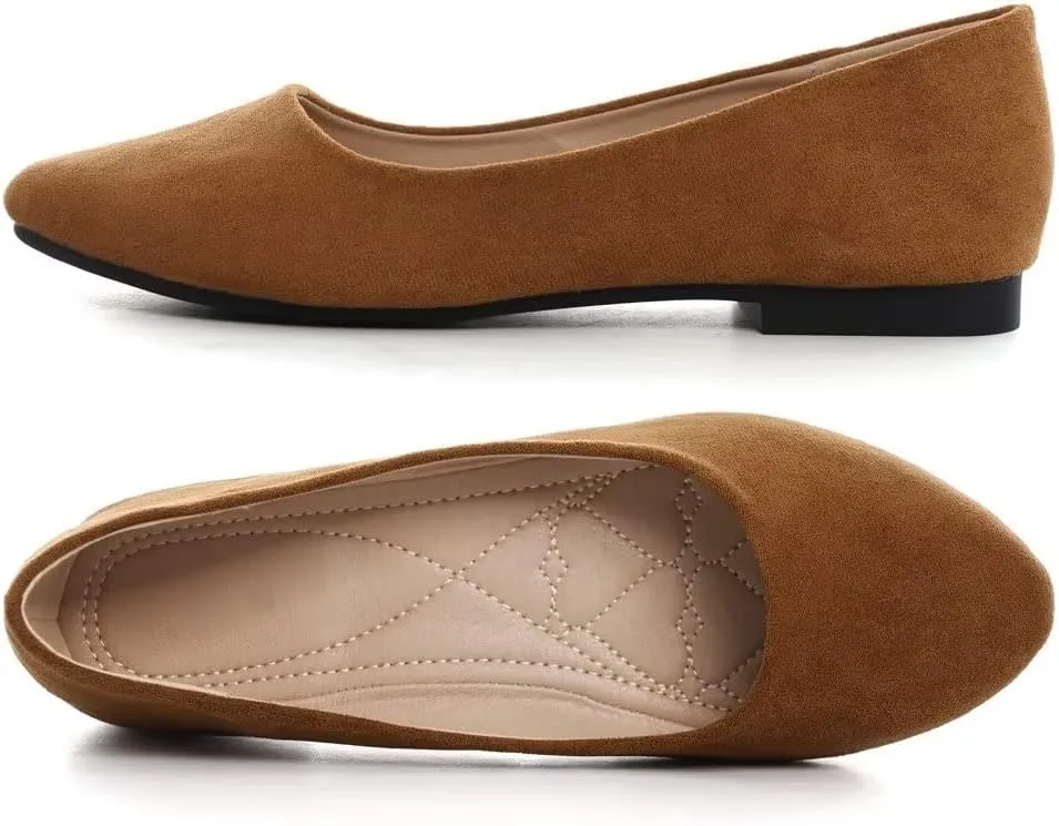 Stunner Women Cute Slip-On Ballet Shoes Soft Solid Classic Pointed Toe Flats