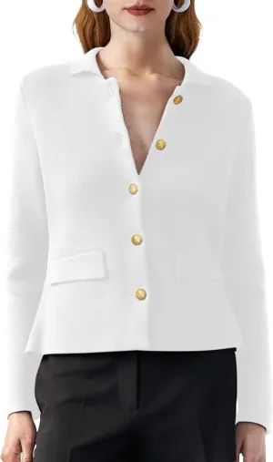 SuperPrity Cardigan Sweaters for Women Long Sleeve Lightweight Cropped Knit Blazer Button Jacket 2024 Fashion Fall Outfits