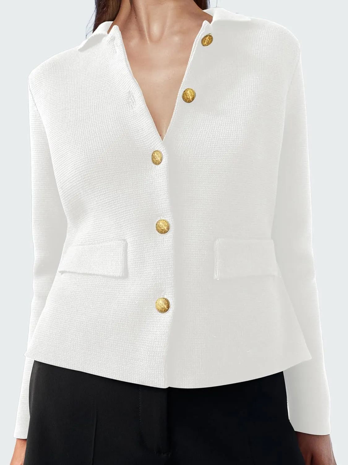 SuperPrity Cardigan Sweaters for Women Long Sleeve Lightweight Cropped Knit Blazer Button Jacket 2024 Fashion Fall Outfits