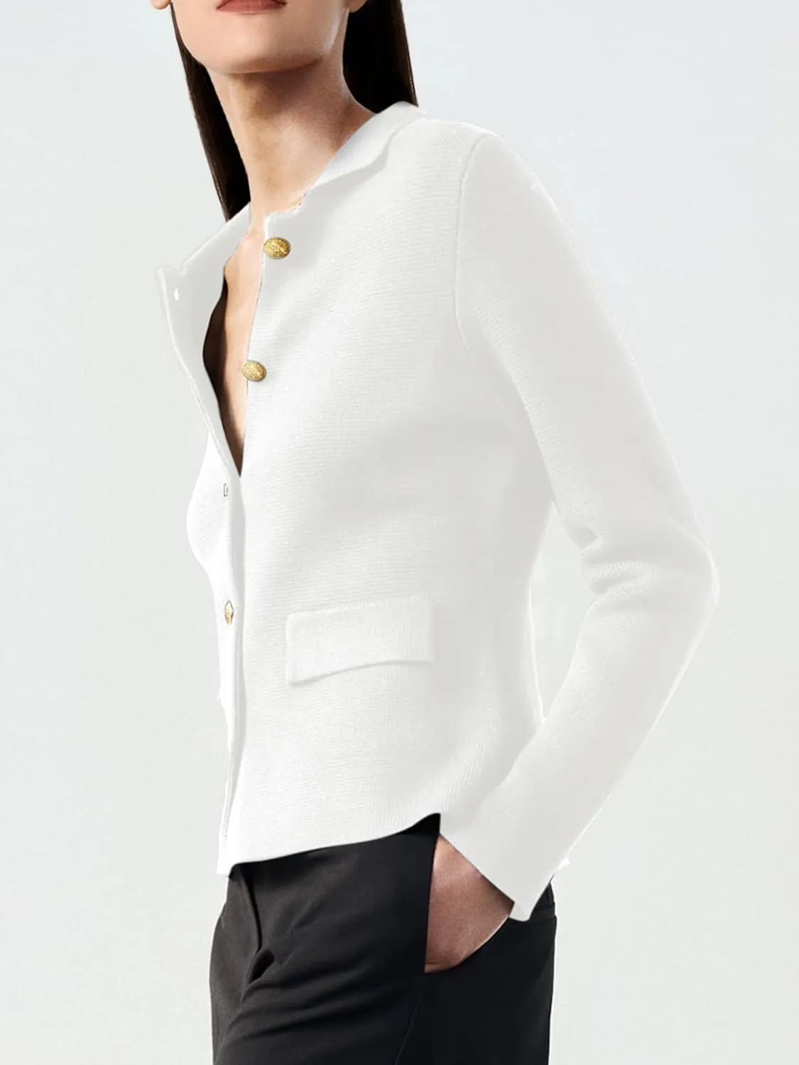 SuperPrity Cardigan Sweaters for Women Long Sleeve Lightweight Cropped Knit Blazer Button Jacket 2024 Fashion Fall Outfits