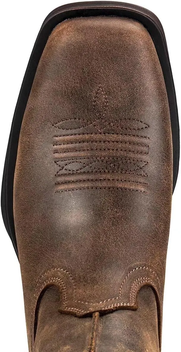 SUREWAY Cowboy Boots for Men - Square Toe Mens Western Slip on Boots, Slip Resistant Country Boots, Durable Comfortable, Old West Style Casual/Work/Dress Shoes