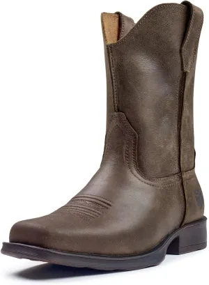 SUREWAY Cowboy Boots for Men - Square Toe Mens Western Slip on Boots, Slip Resistant Country Boots, Durable Comfortable, Old West Style Casual/Work/Dress Shoes