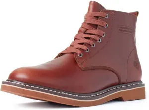 SUREWAY Men’s 6" Stylish and Comfort Leather Ankle Lace-up Boots,Men Dress Chukka Boots,6-Inch Service Boot Pro,Casual Soft toe Brown Work Boots