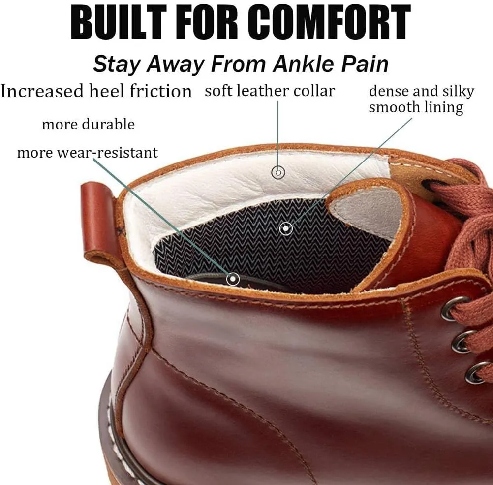 SUREWAY Men’s 6" Stylish and Comfort Leather Ankle Lace-up Boots,Men Dress Chukka Boots,6-Inch Service Boot Pro,Casual Soft toe Brown Work Boots