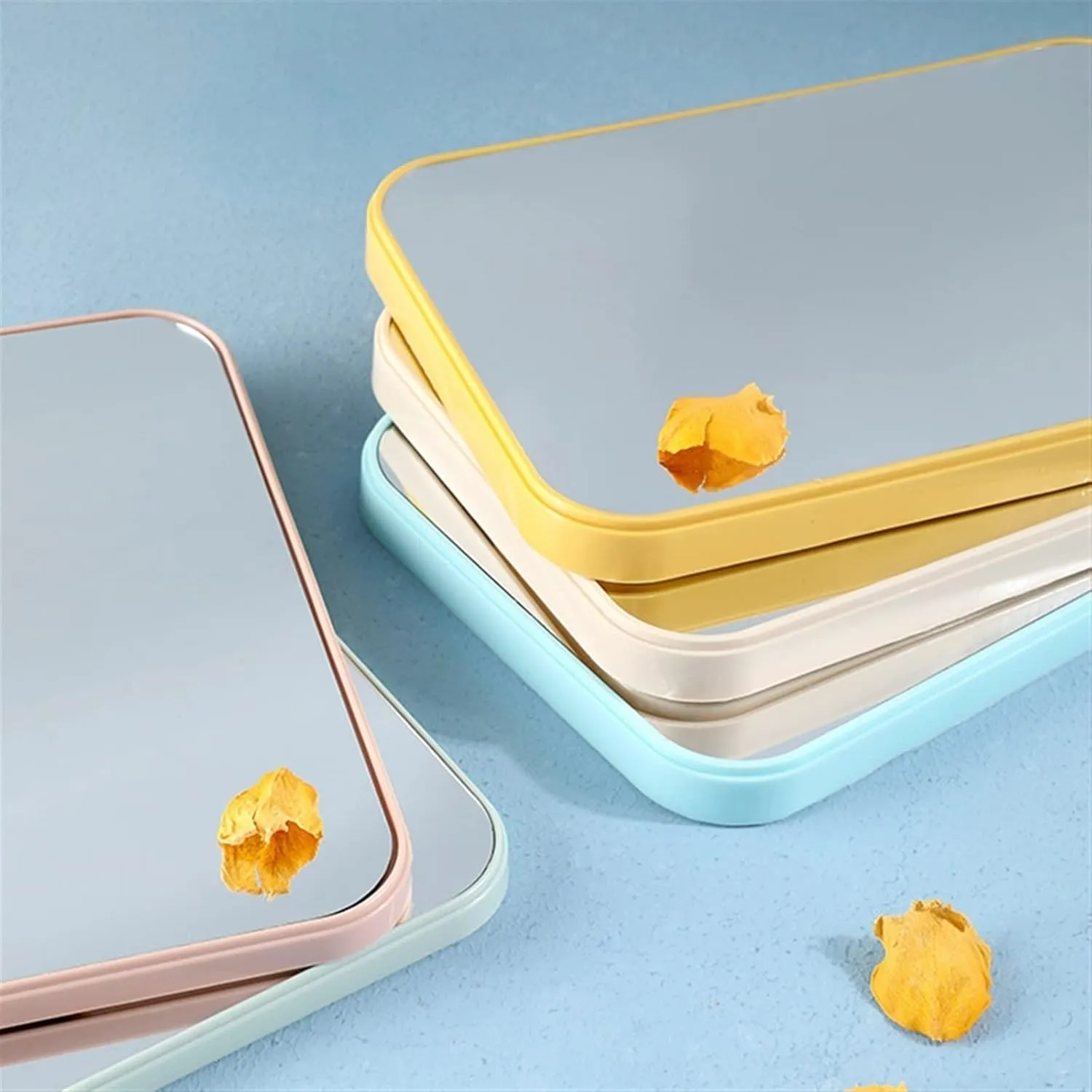 Table Desk Vanity Makeup Mirror Household Makeup Mirror Desktop Foldable Standing High-Definition Makeup Mirror Portable Square Makeup Mirror Portable Small Cosmetic Mir