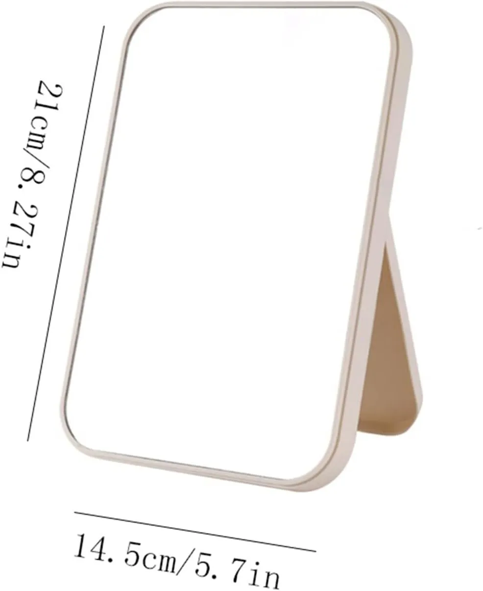 Table Desk Vanity Makeup Mirror Household Makeup Mirror Desktop Foldable Standing High-Definition Makeup Mirror Portable Square Makeup Mirror Portable Small Cosmetic Mir