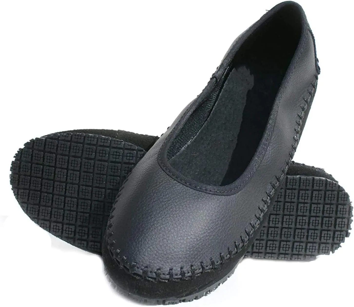 Tanleewa Slip Resistant Women Leather Shoes Waterproof Work Shoes Safety Rrain Shoes Loafer Fashion Flat Casual Shoes