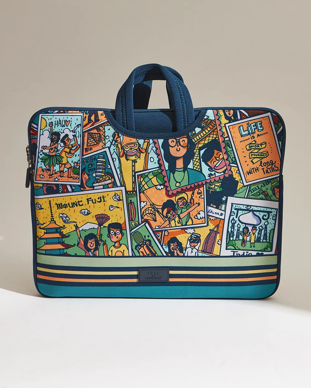 TEAL By Chumbak Around the world Laptop Sleeve - 13inch