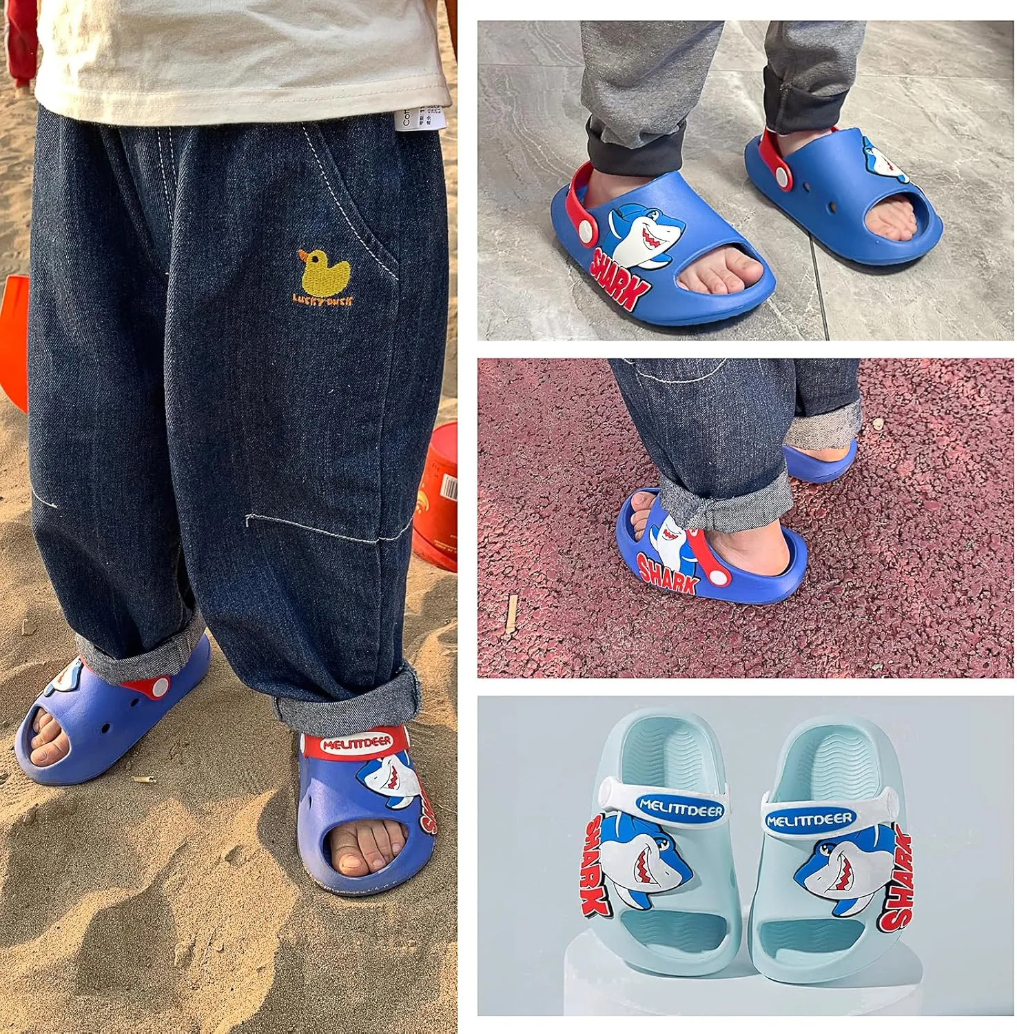 techcity Toddler Little Kids Slide Sandals Cute Summer Shower Beach Pool Slippers Thick Sole Slip On Sandals Water Shoes with Backstrap Boys Girls Clogs