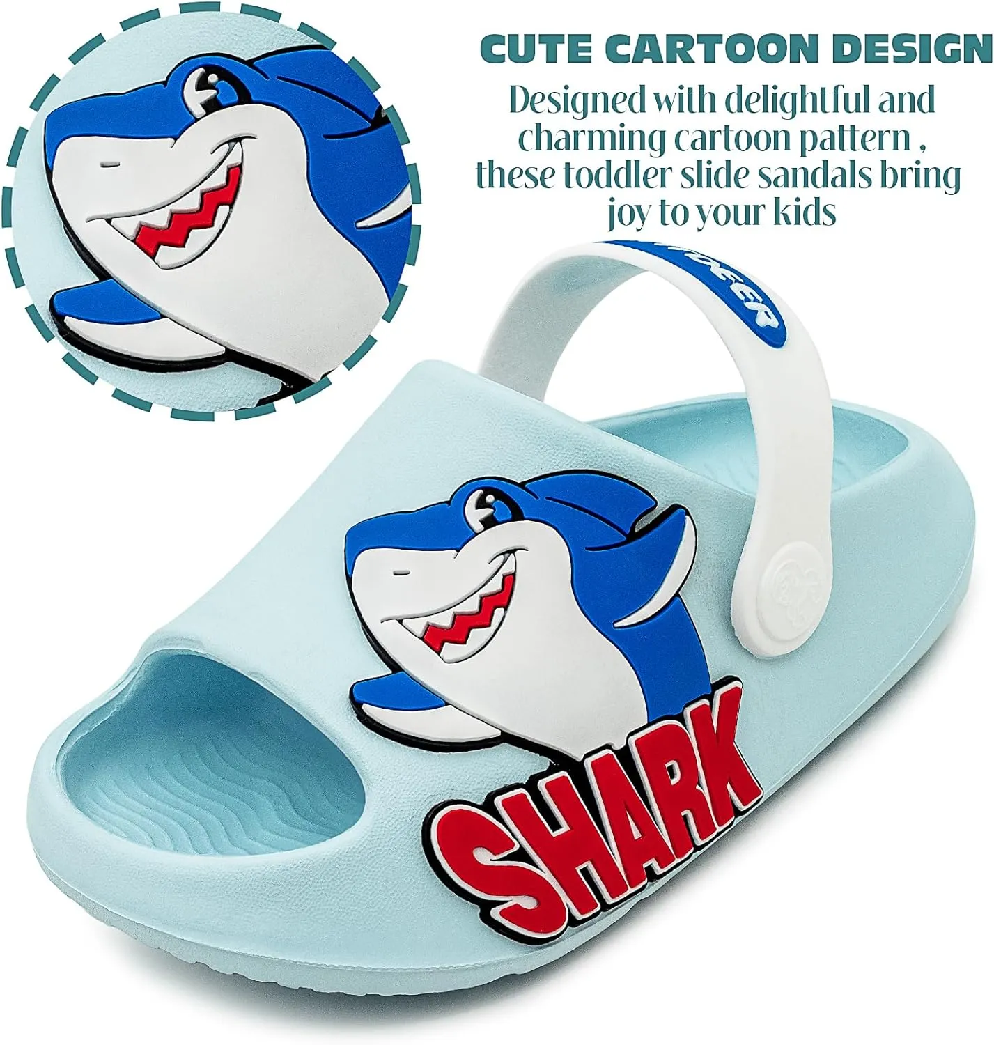 techcity Toddler Little Kids Slide Sandals Cute Summer Shower Beach Pool Slippers Thick Sole Slip On Sandals Water Shoes with Backstrap Boys Girls Clogs