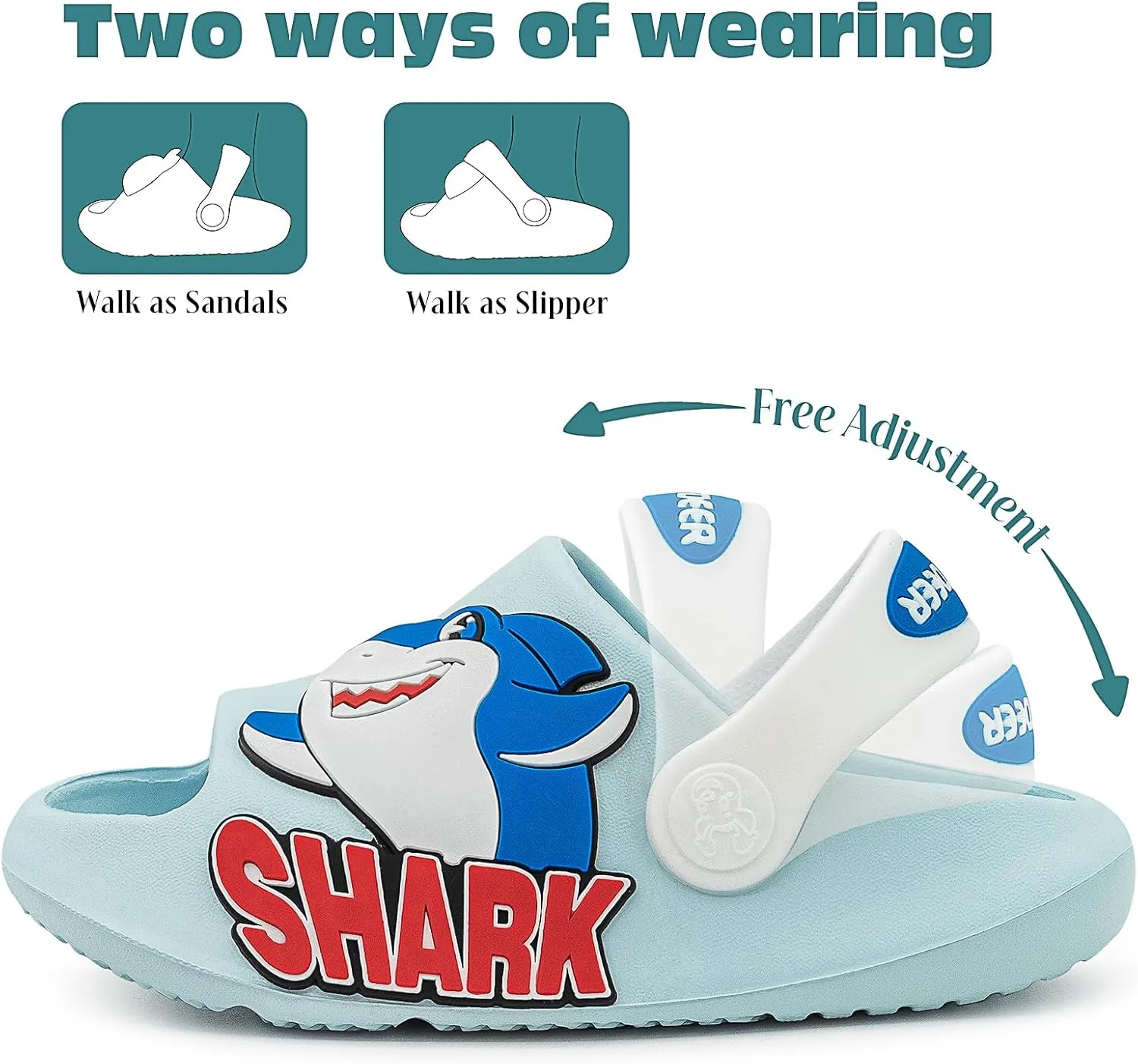 techcity Toddler Little Kids Slide Sandals Cute Summer Shower Beach Pool Slippers Thick Sole Slip On Sandals Water Shoes with Backstrap Boys Girls Clogs