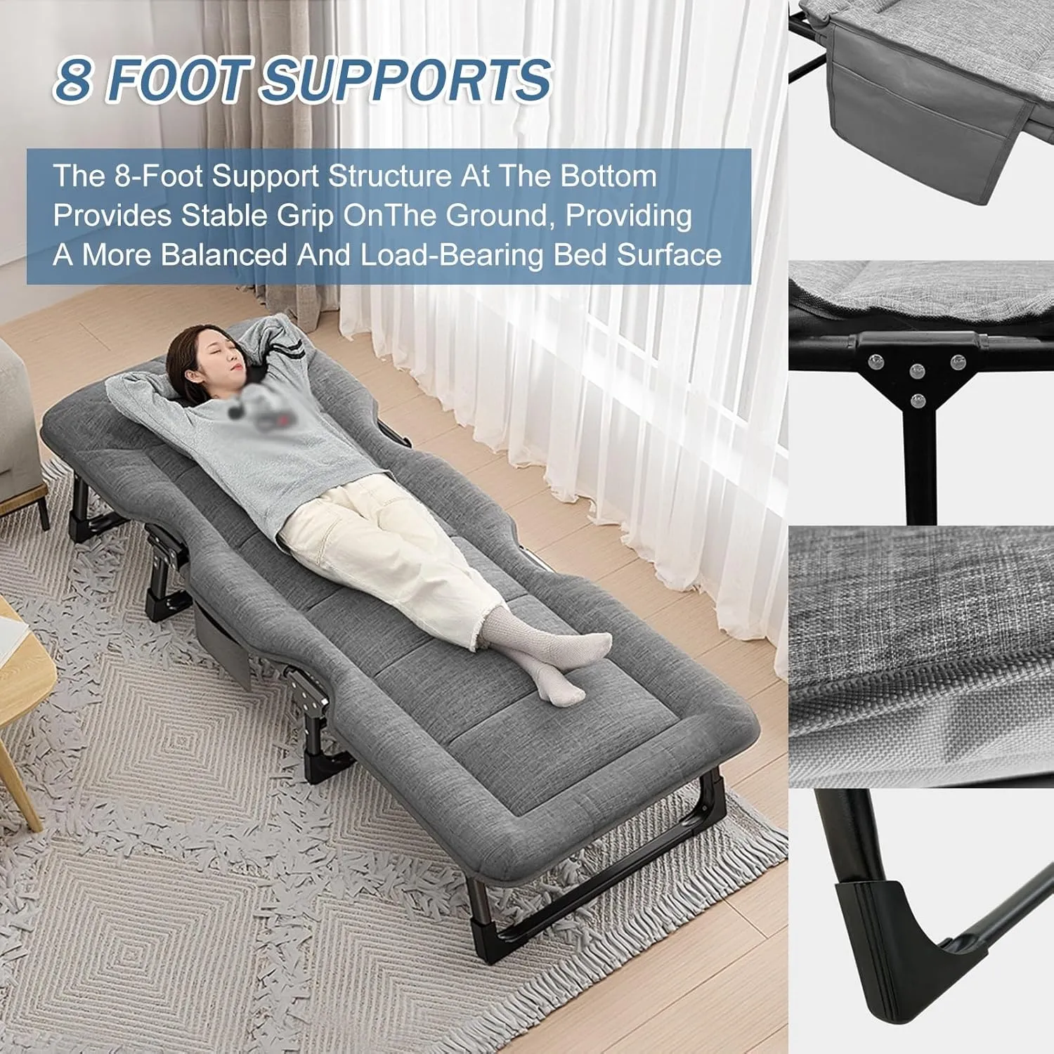 Tent Camping Cot, Portable Folding Cot,27.5in Widened Bed Surface,with Cushion and Pillow,for Office Rest Bed Or Outdoor Recreation