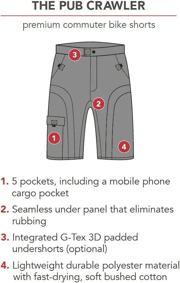 The Pub Crawler - Men's Loose-Fit Baggy Bike Shorts for Commuter or MTB Cycling
