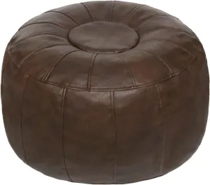 Thgonwid Unstuffed Moroccan Storage Pouf Foot Stool Ottoman Seat Handmade Faux Leather Bean Bag Floor Chair Foot Rest for Living Room, Bedroom or Balcony (Deep Coffee)