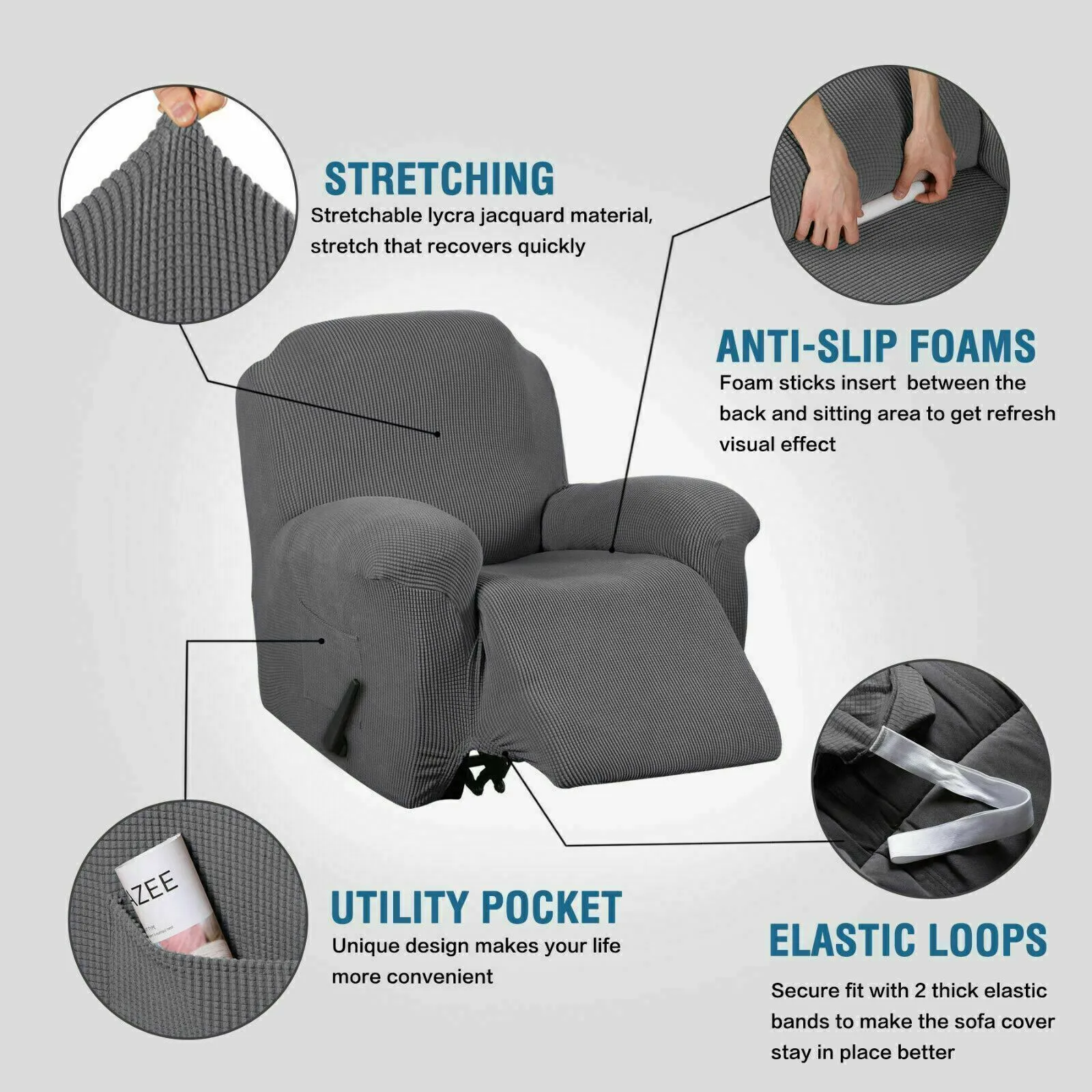 Thick & Soft Jacquard Recliner Chair Cover
