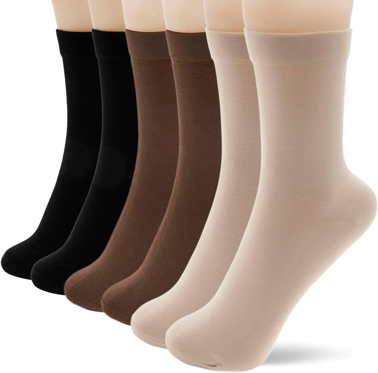 Thin Crew Socks for Women - Dress Socks - Soft Cotton Socks - Crew Socks for Business Trouser Casual 3-6 Pairs