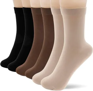 Thin Crew Socks for Women - Dress Socks - Soft Cotton Socks - Crew Socks for Business Trouser Casual 3-6 Pairs