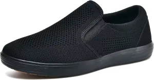 TIOSEBON Men's Mesh Slip on Walking Loafer Shoes Memory Foam Arch Support Slip Resistant Work Drving Tennis Sneaker All Black 10.5 US New
