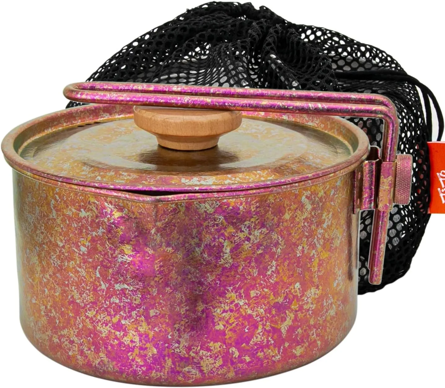 TiTo Titanium Camping Pot Lunch Box with Lid & Folding Handle Ultralight Portable Outdoor Heated Bowl for Hiking Backpacking Picnic Travel Adventure Cookware Bento Box