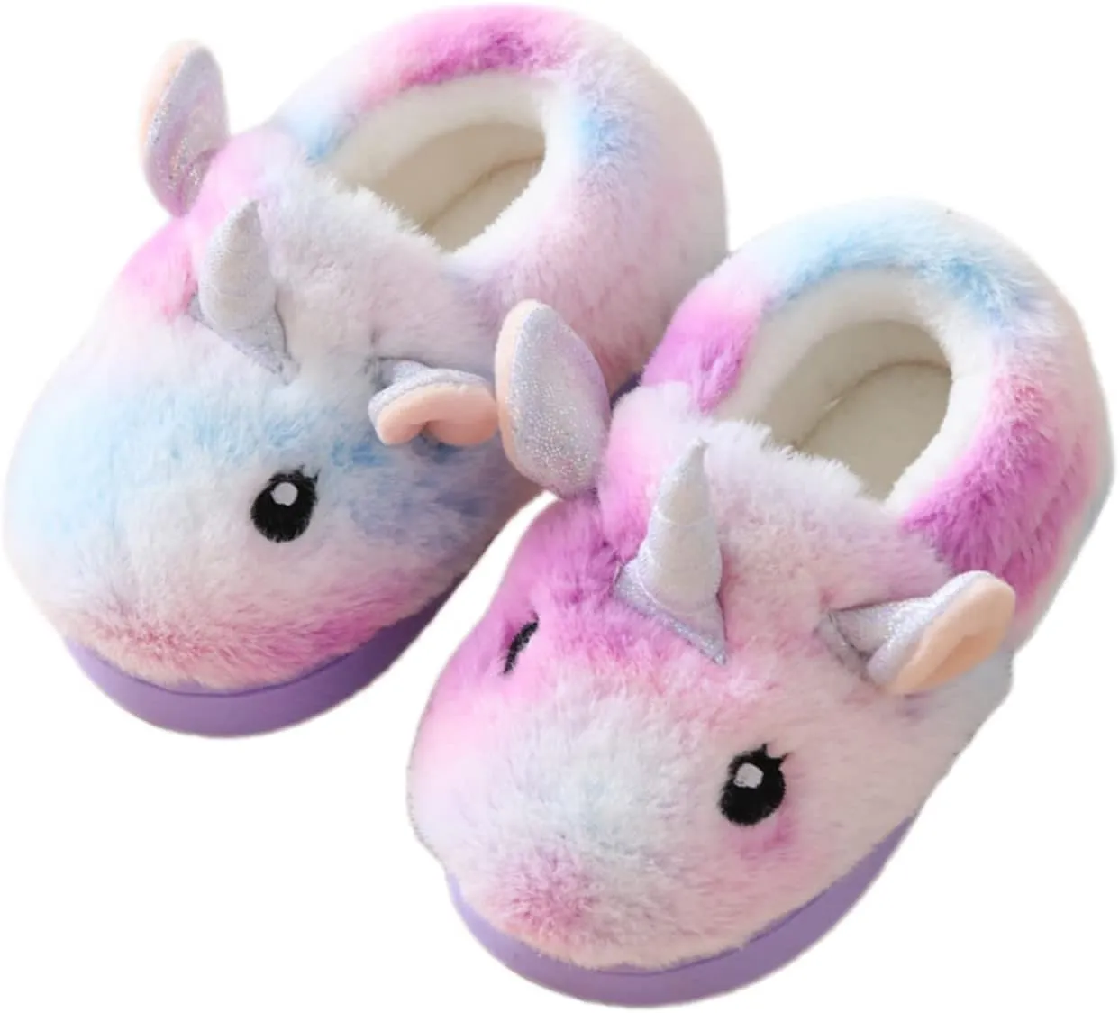 Toddler Slippers Girls Soft Plush House Shoes with Non-Slip Sole Cute Cozy Little Kids Indoor Slippers
