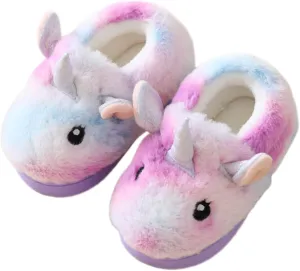 Toddler Slippers Girls Soft Plush House Shoes with Non-Slip Sole Cute Cozy Little Kids Indoor Slippers