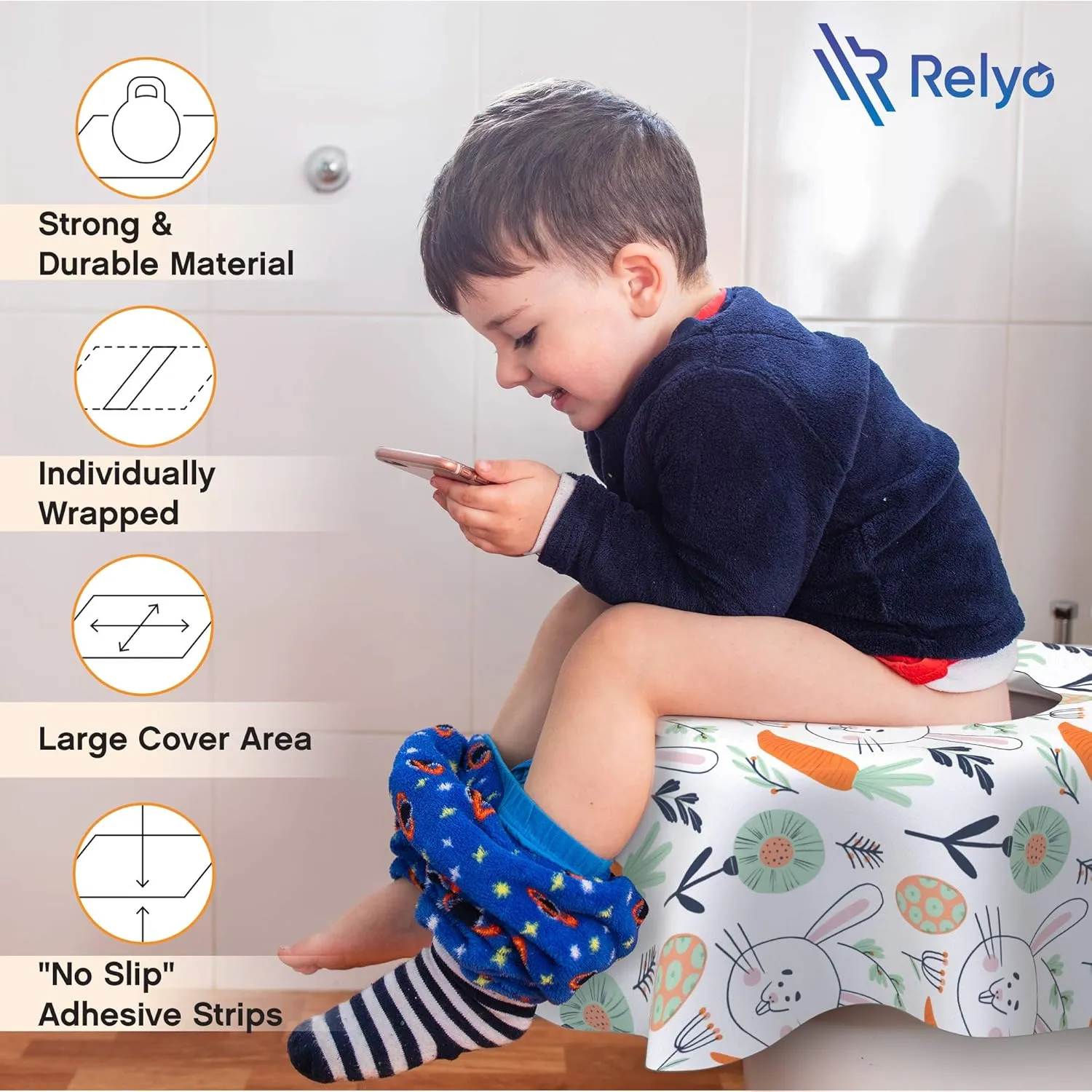 Toilet Seat Covers Disposable - 20 Pack - Waterproof, Ideal for Kids and Adults – Extra Large, Individually Wrapped for Travel, Toddlers Potty Training in Public Restrooms (Easter Bunny, 20)