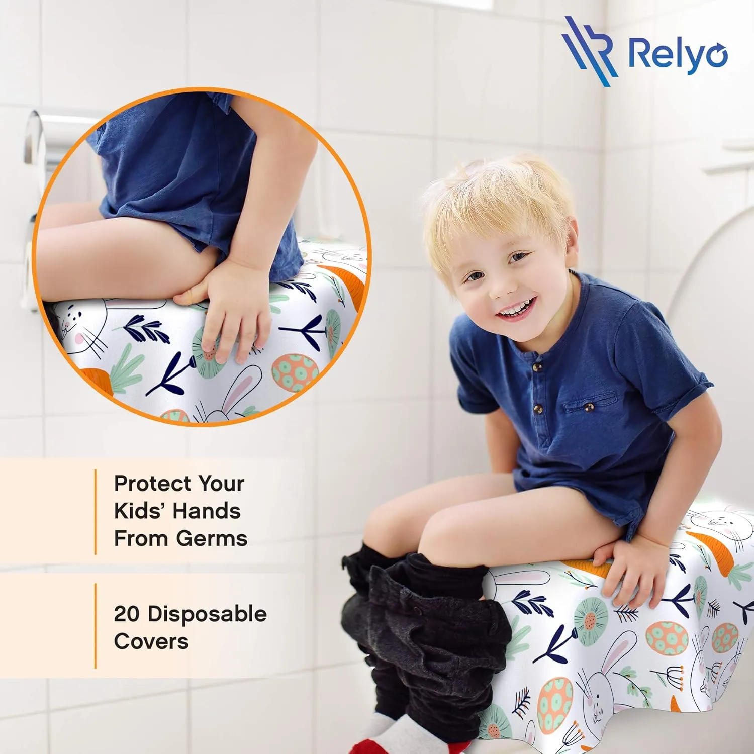 Toilet Seat Covers Disposable - 20 Pack - Waterproof, Ideal for Kids and Adults – Extra Large, Individually Wrapped for Travel, Toddlers Potty Training in Public Restrooms (Easter Bunny, 20)